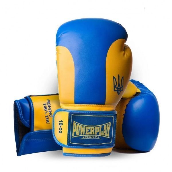 Боксерские перчатки PowerPlay р. 10 3021 желто-голубой