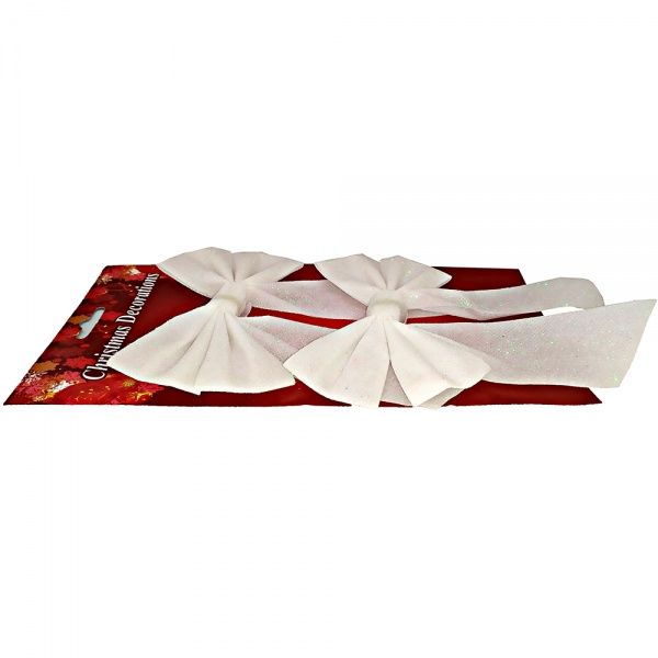 Бант с глитером 13х17х4,5 см белый 2 шт. Happycom International