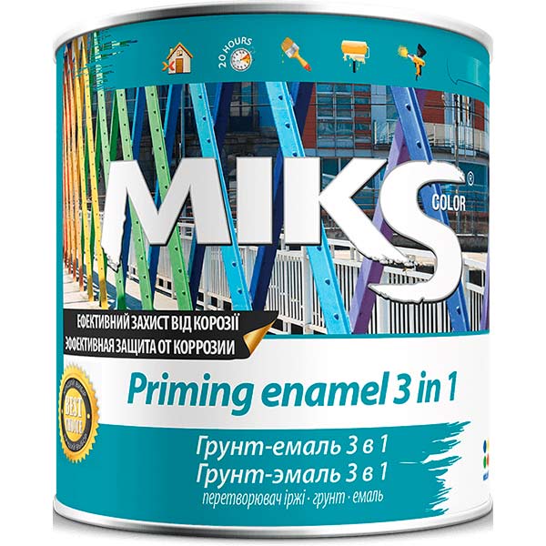 Ґрунт-емаль MIKS Color 3 в 1 білий глянець 2,5кг