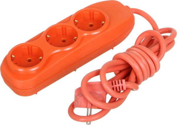 Комплект Nilson удлинитель + тройник с заземлением 3 гн. оранжевый 2 м 