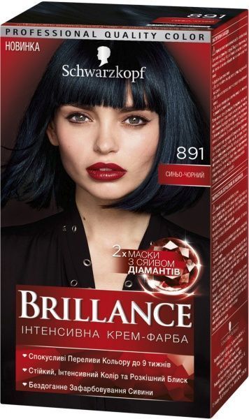Крем-фарба для волосся Brillance Brillance №891 синьо-чорний 142,5 мл
