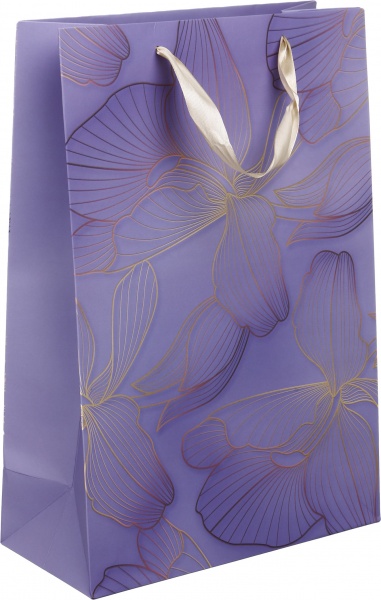 Пакет подарунковий SuperL пл D-1140 лавандовий орхідеї з лаком