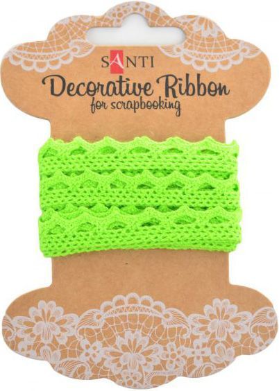 Лента кружевная лента салатовая, 10мм, 2м. 741360 