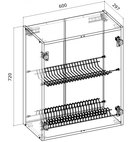 Шафа верхня Грейд під сушарку (стандарт) 600x720x300 мм сірий 
