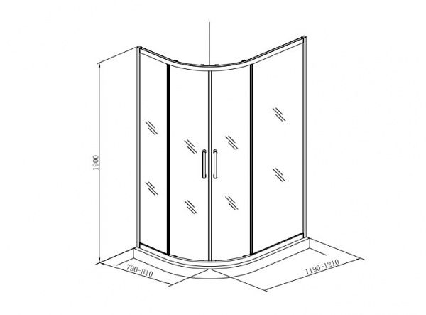 Душевая кабина Koller Pool ROUND полукруглая 1200x800x1900 мм стекло матовое R12080RG