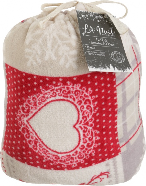 Плед Basic NY Deer 150x190 см бежевий із малюнком La Nuit 