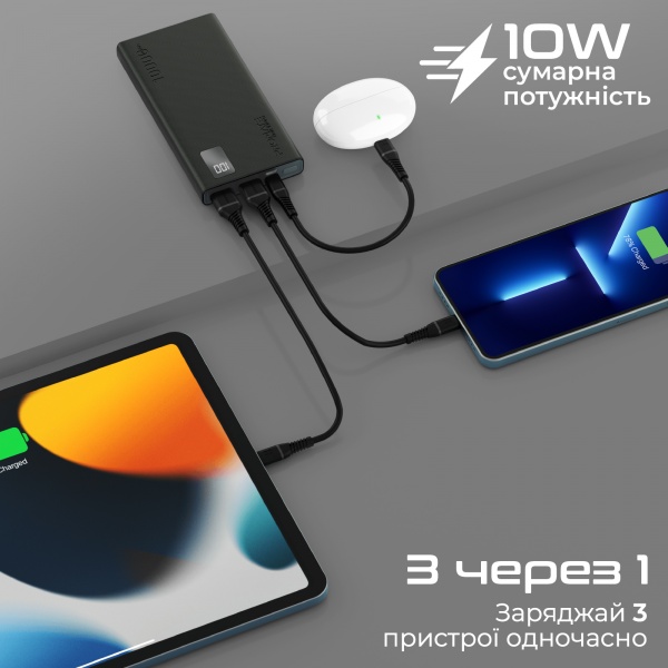 Універсальна мобільна батарея Promate 10000 mAh black (bolt-10pro.black) 