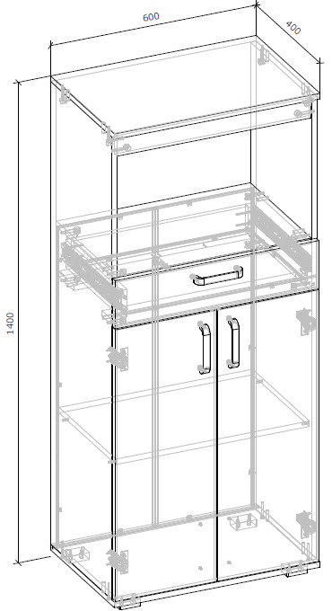 Тумба Грейд під мікрохвильову піч Бетті 600x1420x400 мм дуб артізан/графіт