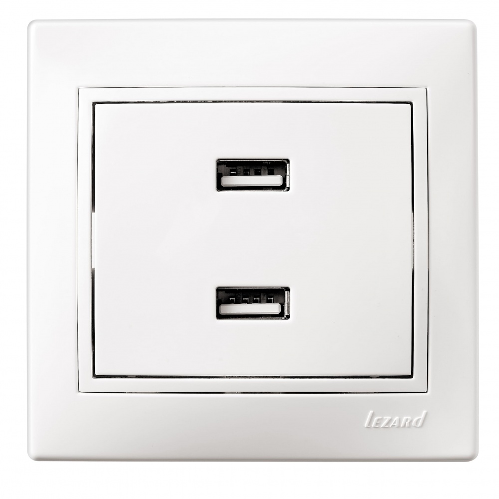 Розетка USB Lezard Mira білий 701-0202-192
