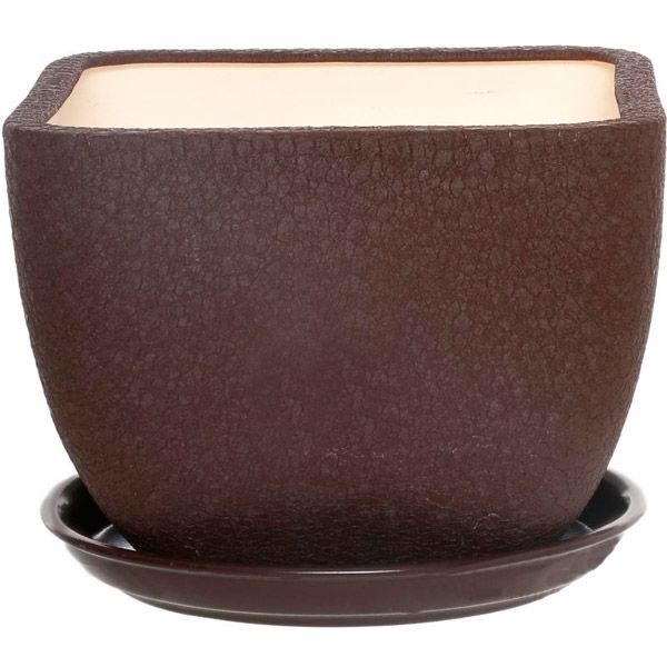 Горшок керамический Ориана-Запорожкерамика Ноктюрн №2 шелк шоколадный квадратный 4,8л темный шоколад (106-2-039) 