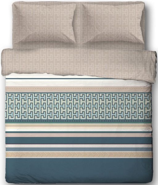 Комплект постельного белья Smart Line 2 бежевый с зеленым Ibodo 