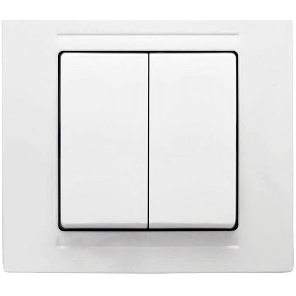 Выключатель двухклавишный Gunsan Moderna без подсветки 10 А 250В IP20 белый MD 29 11 103