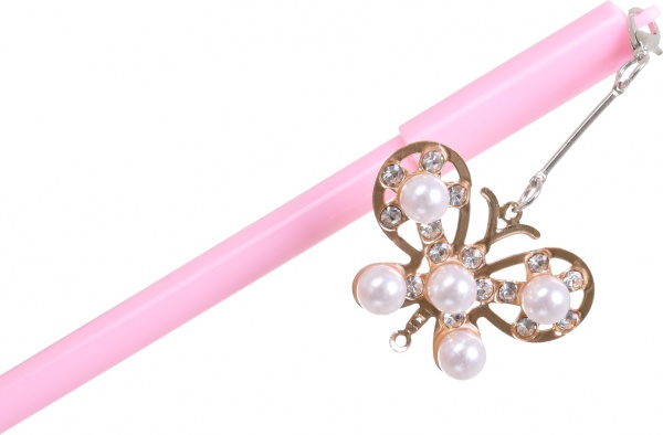 Ручка гелева Перлинний скарб метелик рожева 