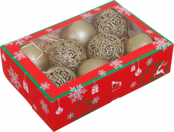 Набор елочных шаров Комплект № 92 d 80 мм 8 шт./уп.