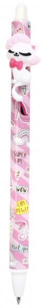 Ручка гелева напиши-зітри миле кошеня фіолетова 