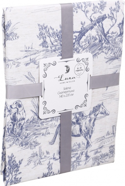 Скатерть Selena 140x220 см белый с синим Luna 