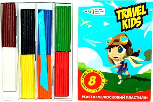 Пластилін восковий TRAVEL KIDS 8 кольорів 96 г Western Industrial Group