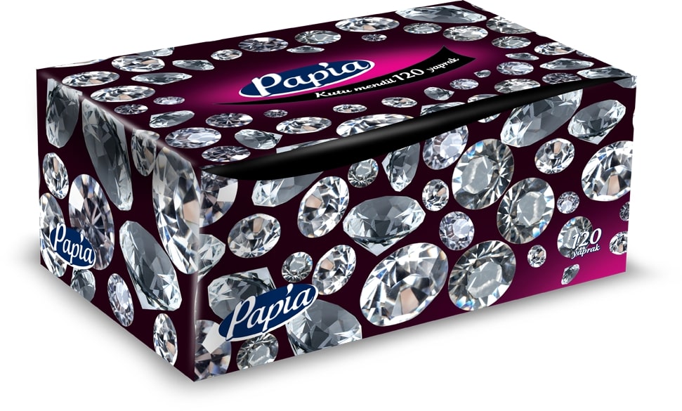 Салфетки гигиенические в коробке PAPIA 2 слоя 120 шт.