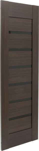 Дверное полотно ОМиС Лагуна с черным стеклом ПГО 600 мм венге