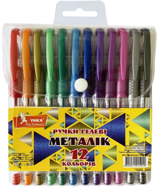 Набор ручек гелевых Умка Metallic 12 шт. ГР50 