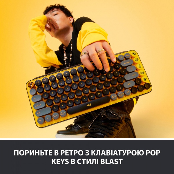 Клавіатура Logitech POP Keys Wireless Mechanical Keyboard With Emoji Keys (L920-010735) blast yellow 