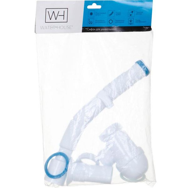 Сифон для умывальника Water House пластмассовый выпуск, гибкая труба 40 * 50