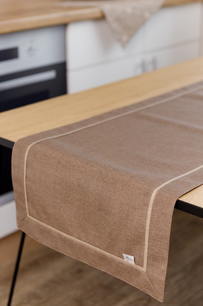 Доріжка (ранер) з подвійним кантом Кориця Коричнева 40x140 см Прованс