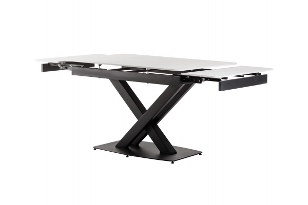 Стол обеденный Калипсо белый мрамор/черный 