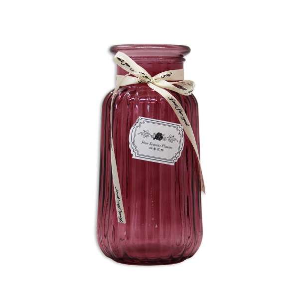 Ваза стеклянная Crystal Agata 22 см розовая 