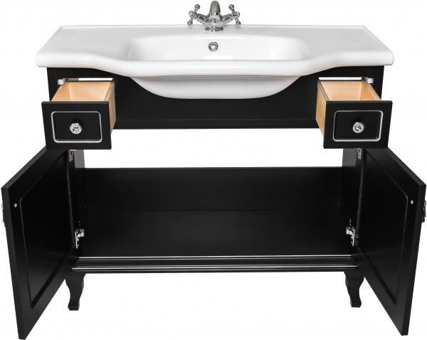 Тумба підлогова Aqua Rodos Беатріче 100 чорна патина хром з умивальником New Klasik