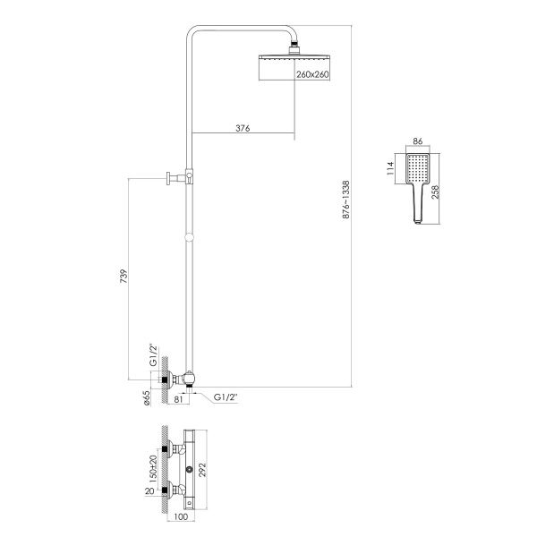 Душевая система Imprese Centrum T-10415/1 з термостатом