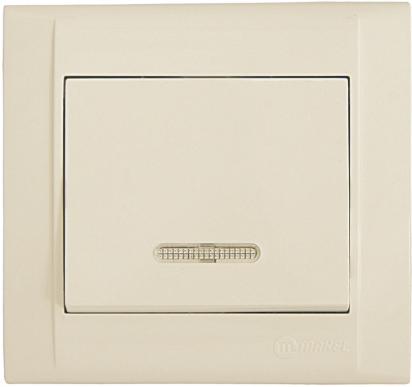 Вимикач одноклавішний Makel Defne з підсвіткою кремовий 42010021