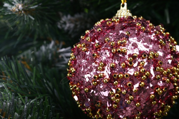 Елочная игрушка в форме шара с блестками и бусинками 8 см CAA126700 8 см 