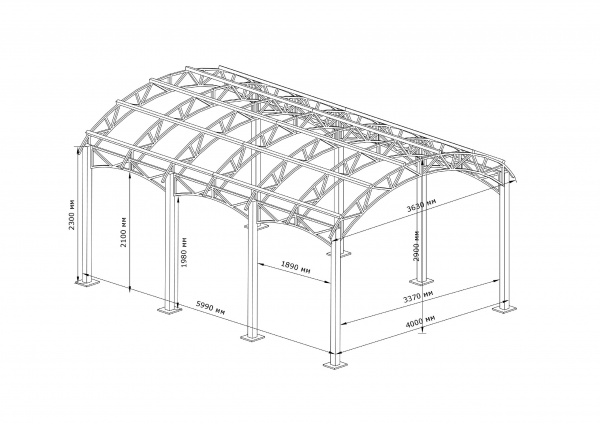 Комплект навіс для машини СТ-1 6000х4000х2900 мм розбірний