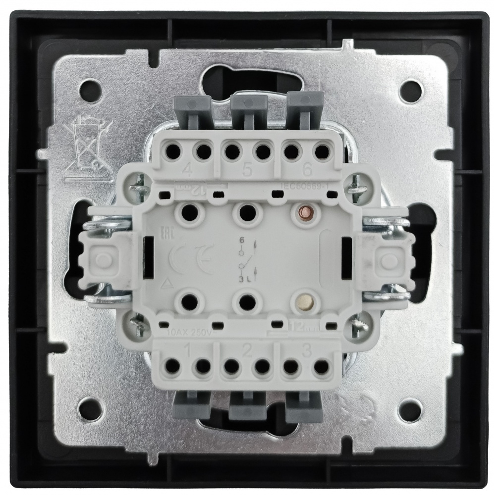 Механизм выключателя одноклавишный HausMark Juna с подсветкой черный