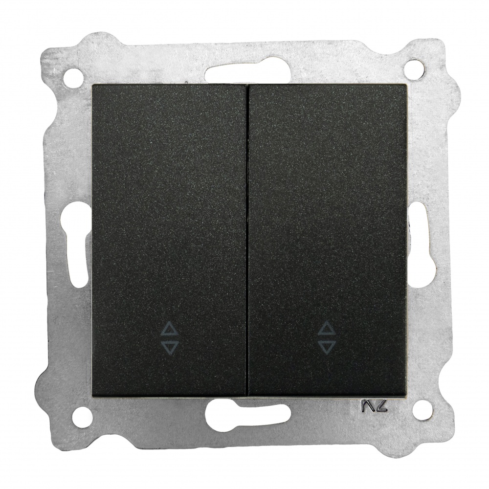 Выключатель проходной двухклавишный EXEN Karell без подсветки черный 290-001402-211