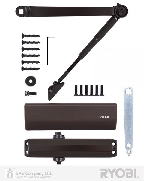 Доводчик дверной RYOBI DS-1554 стандартная тяга с фиксацией коричневый 80 кг