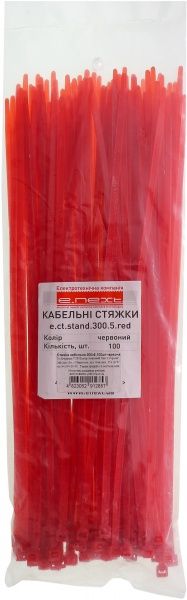Стяжка кабельна E.NEXT e.ct.stand.280.4.red 4х280мм