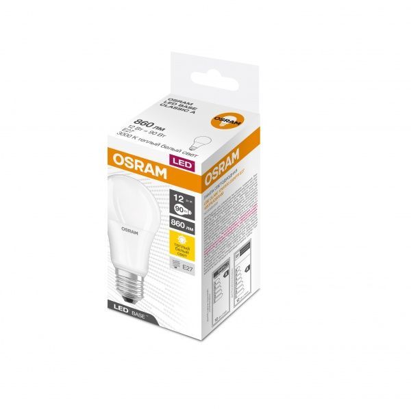 Лампа светодиодная Osram Classic Промо 12 Вт A60 матовая E27 220 В 3000 К LED CLA 12W/830 