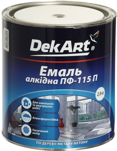 Эмаль DekArt алкидная ПФ-115П темно-серый глянец 2,8кг