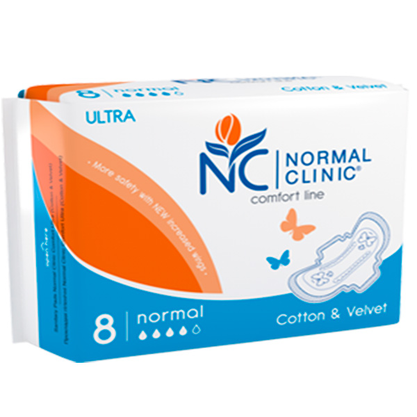 Прокладки гигиенические Normal Clinic Ultra Comfort Cotton&Velvet normal 8 шт.