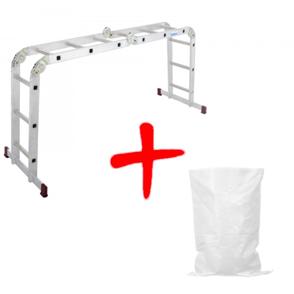 Шарнирная лестница-стремянка Krause Multi Matic Corda 4x3 (085108) + 100 мешков 105x55 см (65 г) 