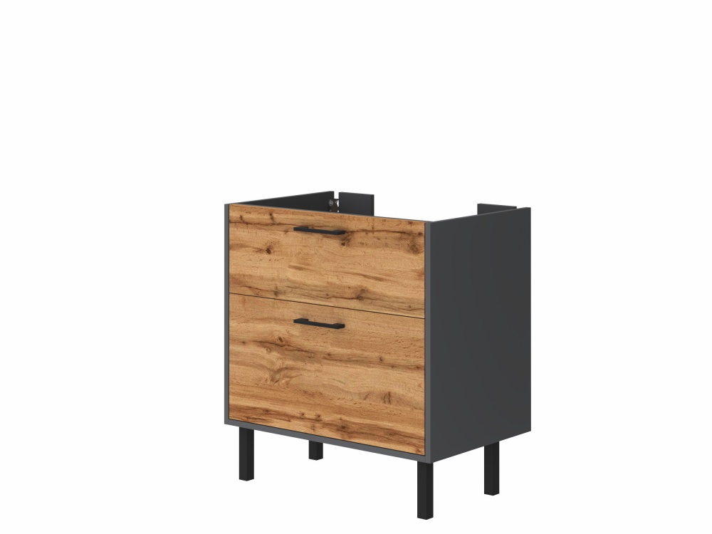 Тумба ЮВЕНТА Afina 70 см Антрацит + Дуб Вотан під стільницю або умивальник Piedra 70