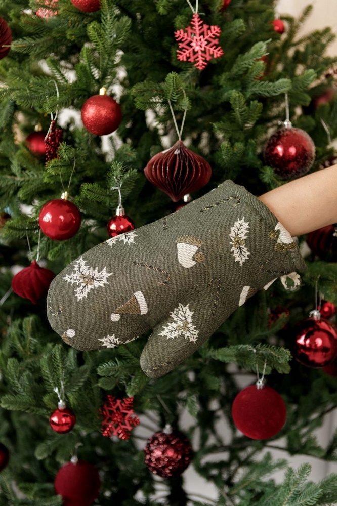 Прихватка-рукавиця Шапочки на зеленому 18x32 см Прованс