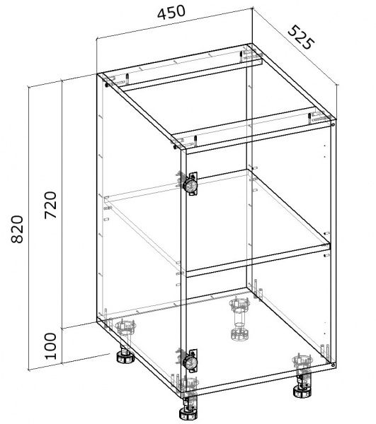 Тумба нижняя распашная 450x820x522 мм клен