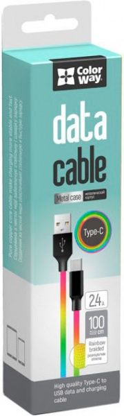 Кабель ColorWay USB - Type-C (multicolor) 2.4 А 1 м разноцветный 