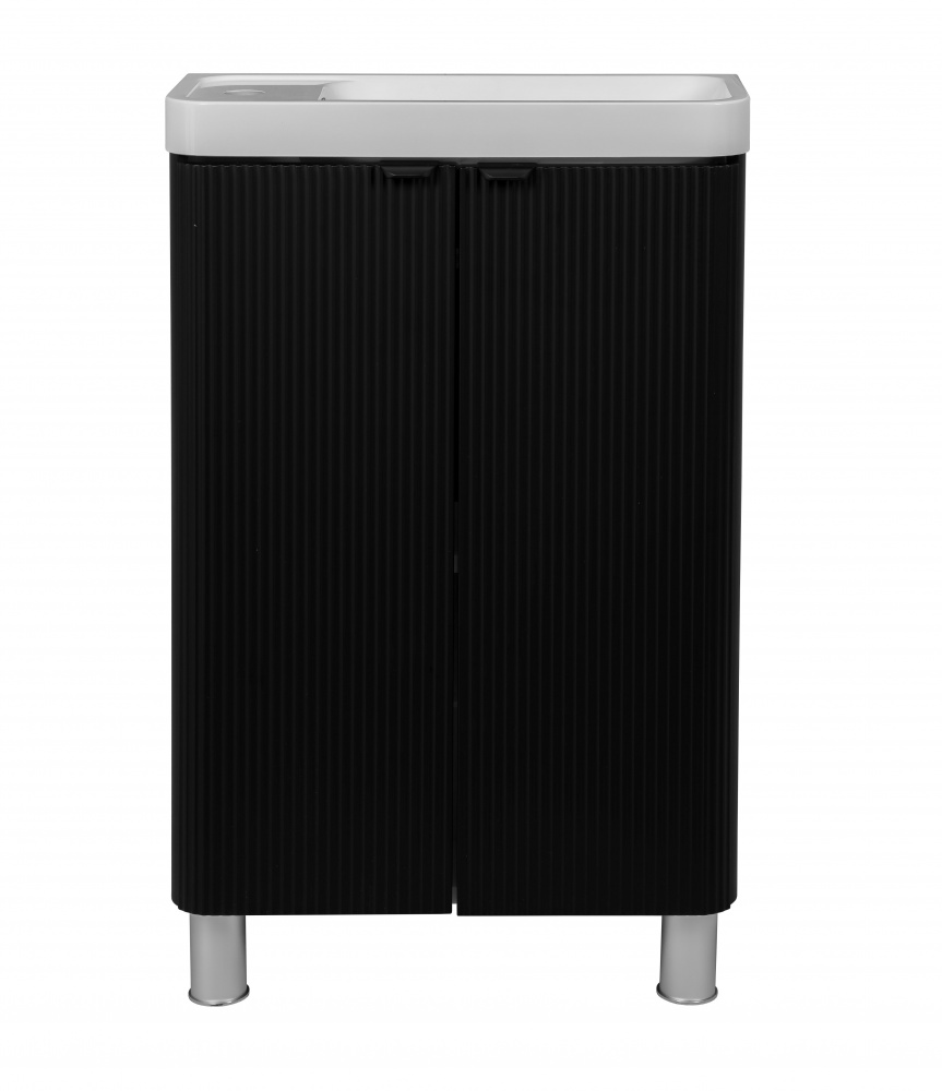 Тумба напольная Aqua Rodos FROST MINI (BLACK-MATT-PVC) с умывальником BAR MINI L 50 см