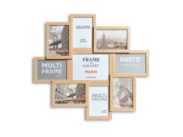Мультирамка Веліста на 9 фото 15w-3206-11v 10x15/13х18 см дерево світле 