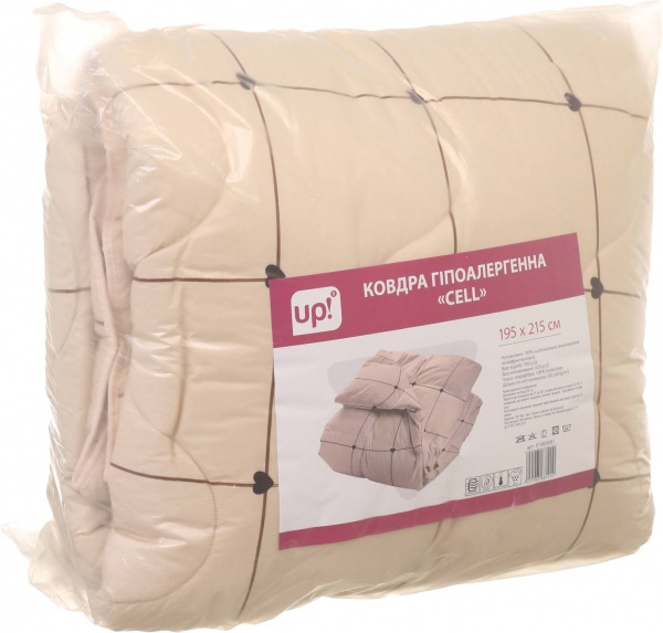 Ковдра Cell 195х215 см UP! (Underprice) бежевий із принтом
