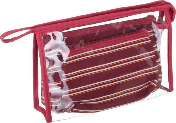 Набір косметичок Смужка класік 3 шт B107-10 бордовий 